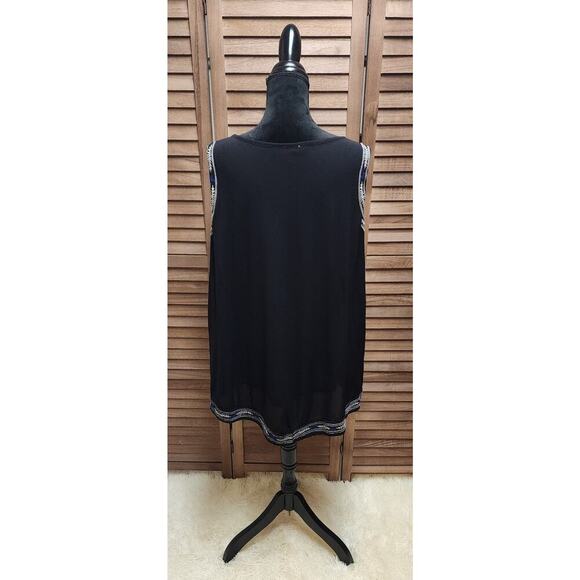 Avenue Womens 22/24 Black Mesh Embroidered Floral Sleeveless Business Casual Top - Picture 6 of 7